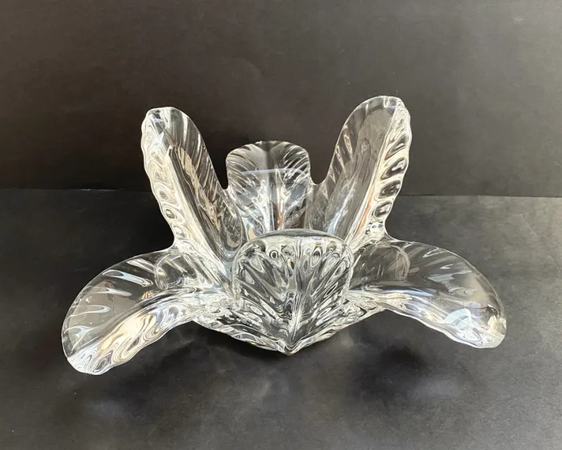 Clearance Pamono Vintage Crystal Leaf Bowl from Vannes, France, 1960s