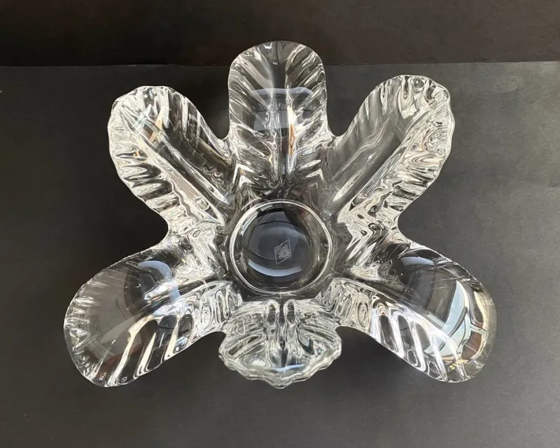Clearance Pamono Vintage Crystal Leaf Bowl from Vannes, France, 1960s