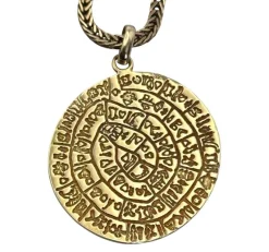 Pamono Vintage 9ct 375 Yellow Gold Ancient Greek Phaistos Disc Necklace> Necklaces