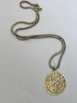 Pamono Vintage 9ct 375 Yellow Gold Ancient Greek Phaistos Disc Necklace><noscript><img width=