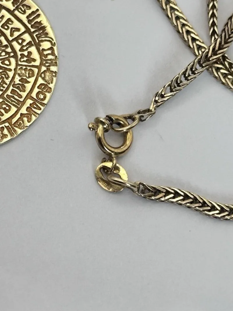 Pamono Vintage 9ct 375 Yellow Gold Ancient Greek Phaistos Disc Necklace> Necklaces