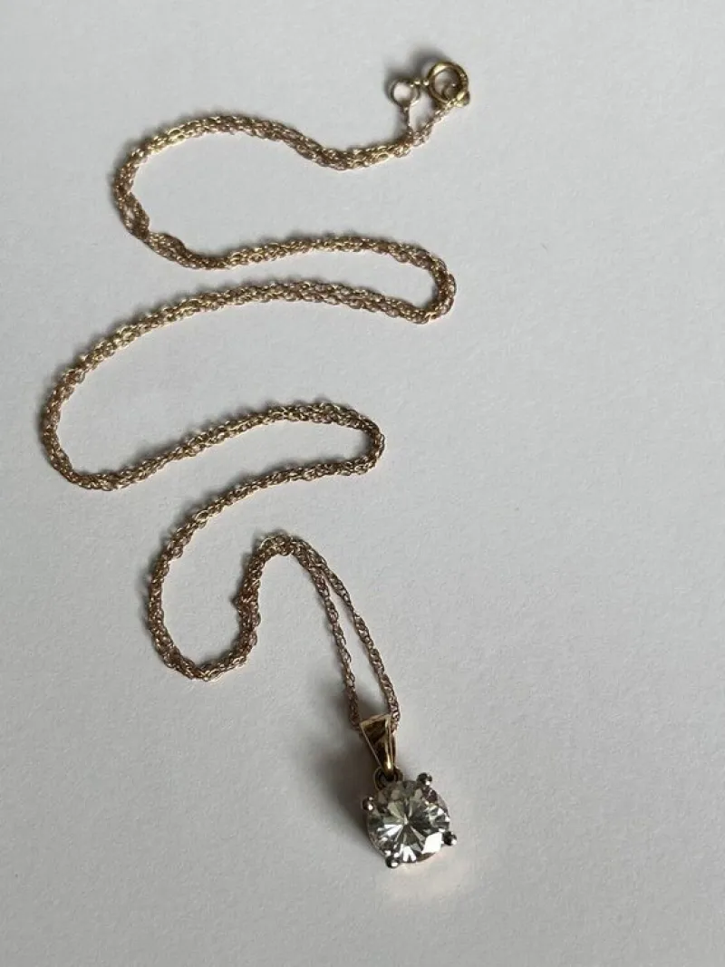 Outlet Pamono Vintage 9ct Gold Cubic Zirconia Pendant Necklace