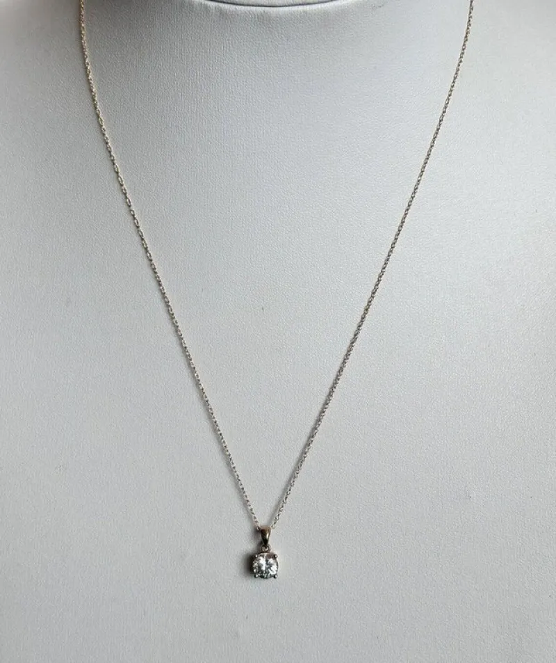 Outlet Pamono Vintage 9ct Gold Cubic Zirconia Pendant Necklace