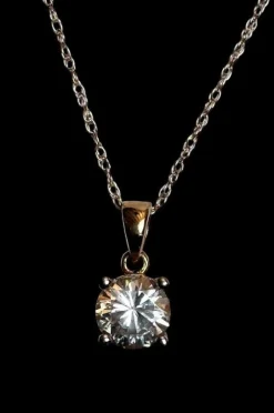 Outlet Pamono Vintage 9ct Gold Cubic Zirconia Pendant Necklace