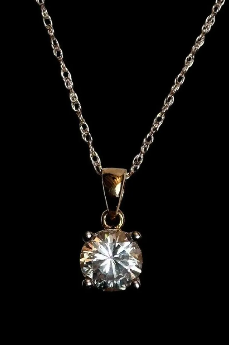Outlet Pamono Vintage 9ct Gold Cubic Zirconia Pendant Necklace