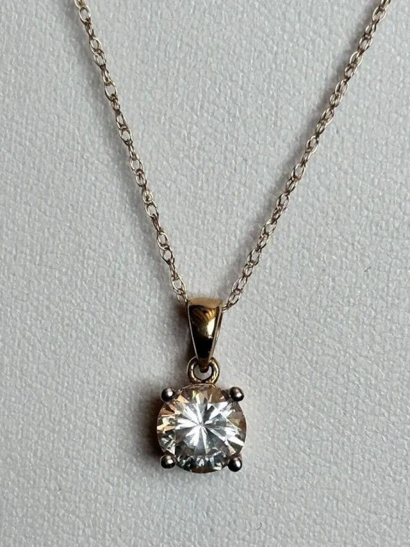 Outlet Pamono Vintage 9ct Gold Cubic Zirconia Pendant Necklace