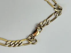 Clearance Pamono Vintage 9ct Gold Diamond Cut Figaro Bracelet