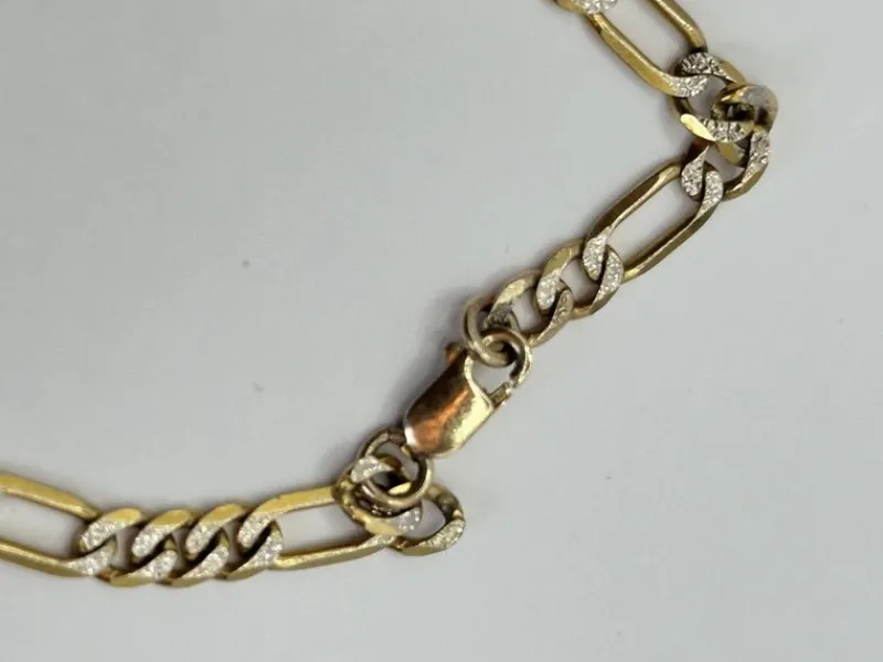 Clearance Pamono Vintage 9ct Gold Diamond Cut Figaro Bracelet