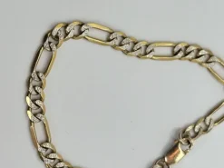 Clearance Pamono Vintage 9ct Gold Diamond Cut Figaro Bracelet