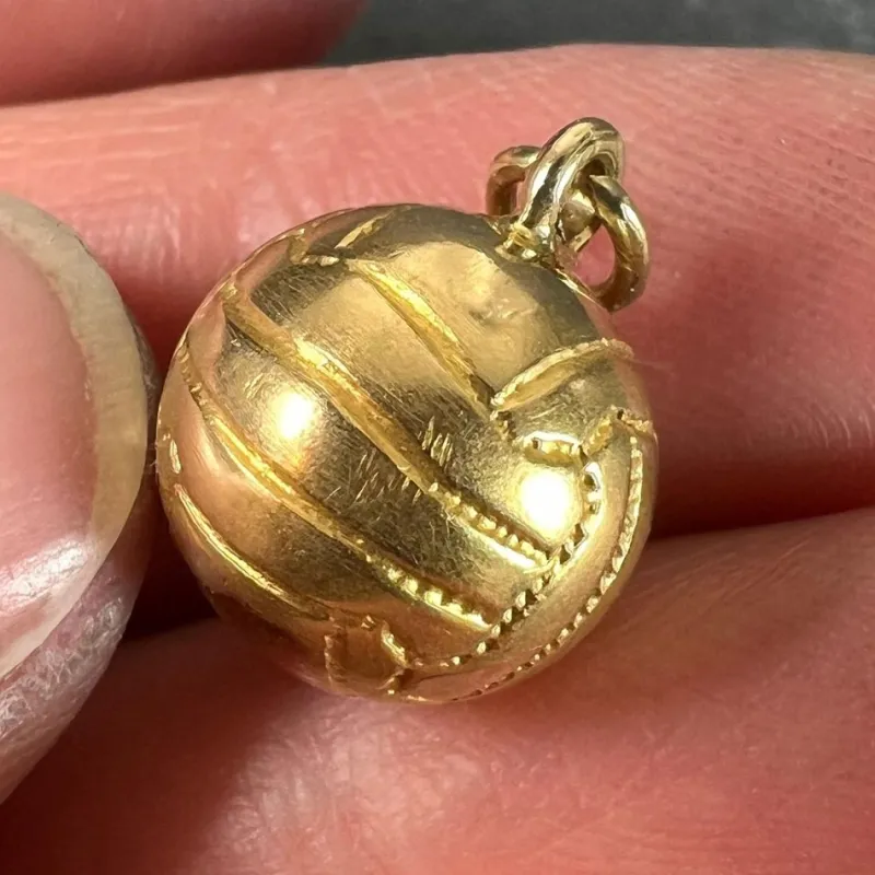 Pamono Vintage 18ct Gold Football Soccer Ball Charm Pendant, 1960s> Necklaces