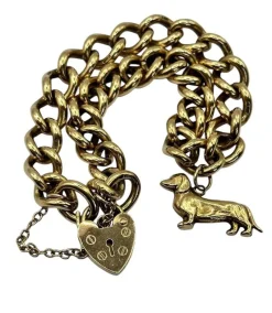 Outlet Pamono Vintage 9ct Gold Heart Padlock Bracelet