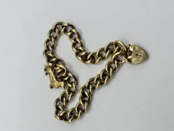 Outlet Pamono Vintage 9ct Gold Heart Padlock Bracelet
