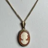 Hot Pamono Vintage 9ct Gold Shell Cameo Pendant Necklace
