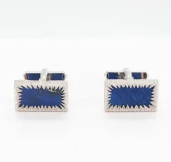 Pamono Vintage 18ct White Gold and Lapis Lazuli Cufflinks, 1970s, Set of 2> Cufflinks