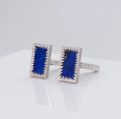 Pamono Vintage 18ct White Gold and Lapis Lazuli Cufflinks, 1970s, Set of 2> Cufflinks