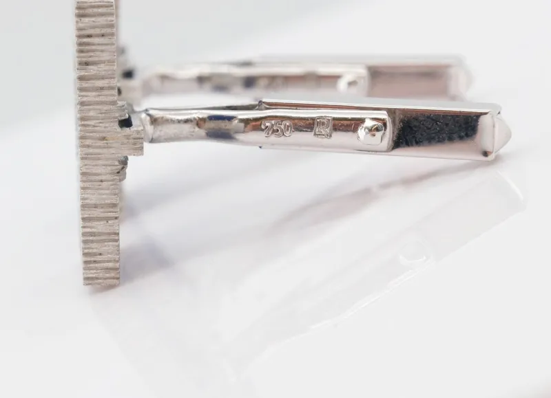 Pamono Vintage 18ct White Gold and Lapis Lazuli Cufflinks, 1970s, Set of 2> Cufflinks