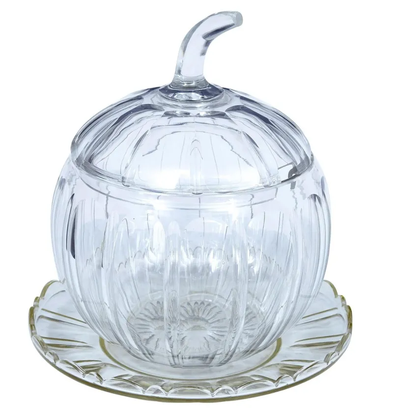 Pamono Vintage Cut Glass Pumpkin Halloween Punch Bowl> Serving Dishes