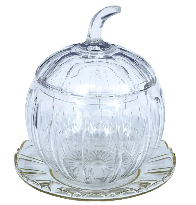 Pamono Vintage Cut Glass Pumpkin Halloween Punch Bowl> Serving Dishes