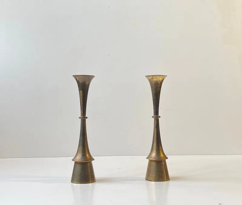 Clearance Pamono Vintage Danish Candleholders in Brass by Jens Harald Quistgaard, 1960s, Set of 2