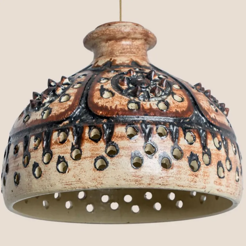 Pamono Vintage Danish Ceramic Pendant with Holes and Spikes, 1960s> Ceiling Lights