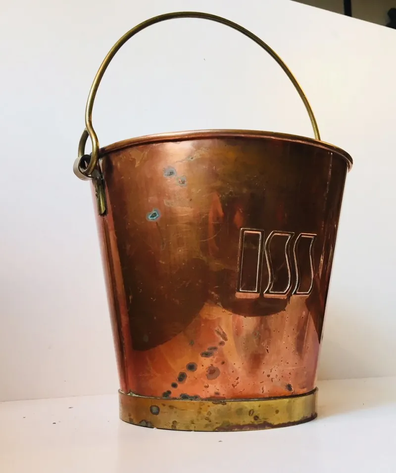 Pamono Vintage Danish Copper & Brass Ice Bucket, 1970s> Ice Buckets & Wine Coolers