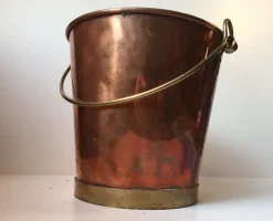 Pamono Vintage Danish Copper & Brass Ice Bucket, 1970s><noscript><img width=