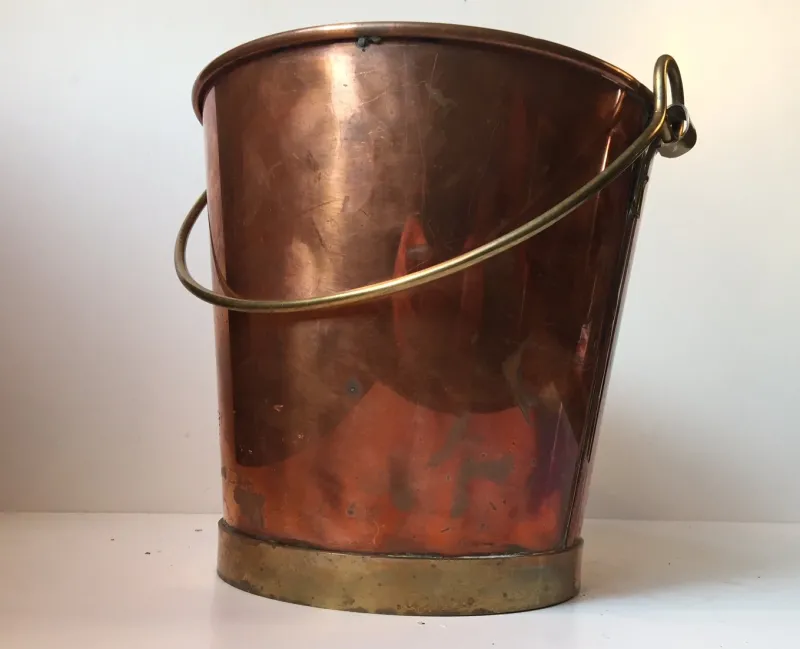 Pamono Vintage Danish Copper & Brass Ice Bucket, 1970s> Ice Buckets & Wine Coolers