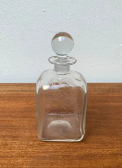 Pamono Vintage Danish Glass Bottle With Engraving
