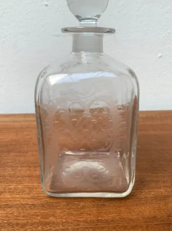 Pamono Vintage Danish Glass Bottle With Engraving