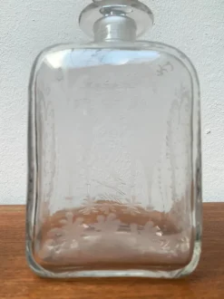 Pamono Vintage Danish Glass Bottle With Engraving