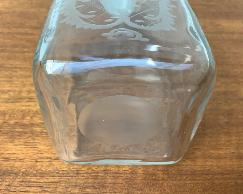 Pamono Vintage Danish Glass Bottle With Engraving