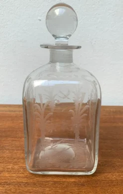 Pamono Vintage Danish Glass Bottle With Engraving