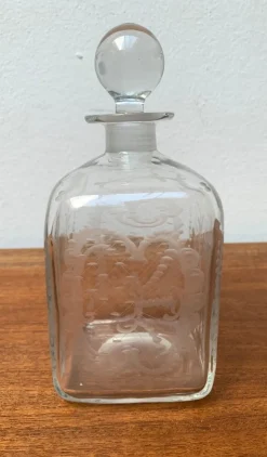 Pamono Vintage Danish Glass Bottle With Engraving