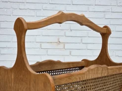 Pamono Vintage Danish Newspaper Holder in Oak and Furniture Mesh, 1970s><noscript><img width=