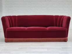 Online Pamono Vintage Danish 3-Seater Sofa in Cherry-Red Furniture Velour, 1960s