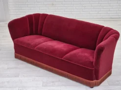 Online Pamono Vintage Danish 3-Seater Sofa in Cherry-Red Furniture Velour, 1960s