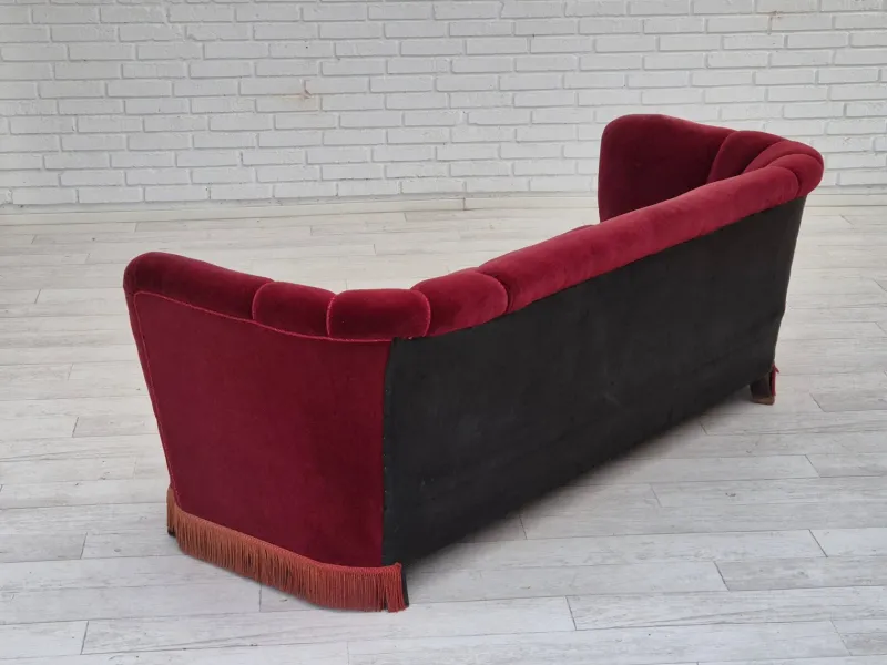 Online Pamono Vintage Danish 3-Seater Sofa in Cherry-Red Furniture Velour, 1960s