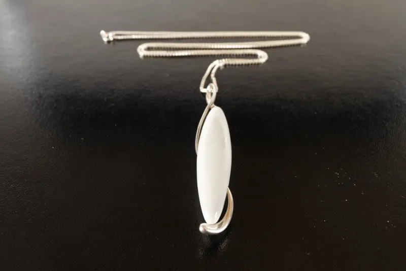 Pamono Vintage Danish Silver Necklace with Porcelain Pendant from Royal Copenhagen, 1960s> Necklaces