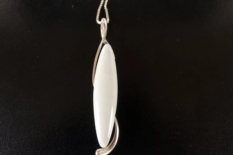 Pamono Vintage Danish Silver Necklace with Porcelain Pendant from Royal Copenhagen, 1960s> Necklaces