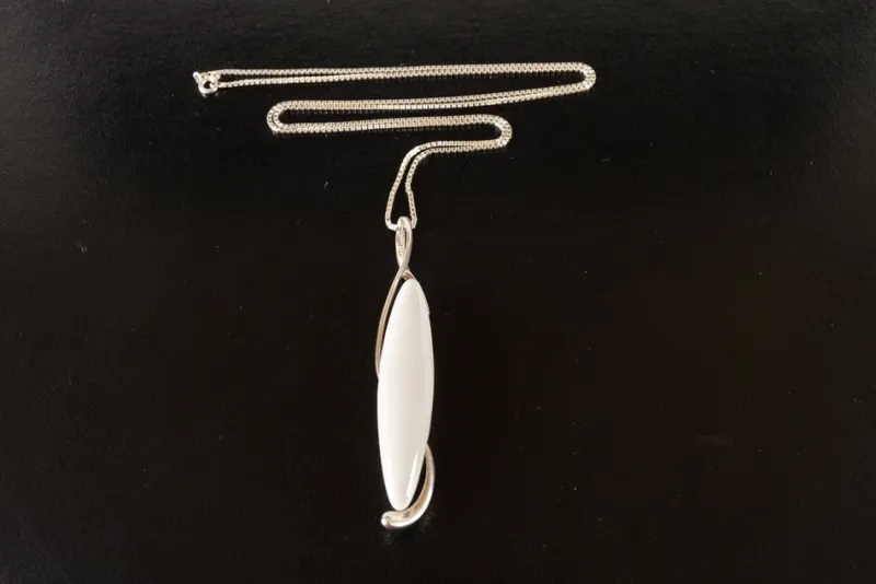 Pamono Vintage Danish Silver Necklace with Porcelain Pendant from Royal Copenhagen, 1960s> Necklaces