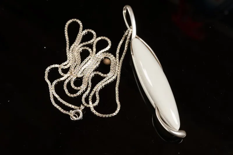 Pamono Vintage Danish Silver Necklace with Porcelain Pendant from Royal Copenhagen, 1960s> Necklaces