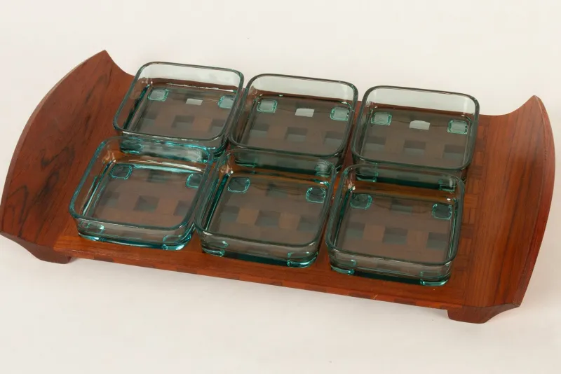 New Pamono Vintage Danish Teak and Glass Tray by Jens Quistgaard for IHQ Dansk Designs, 1960s