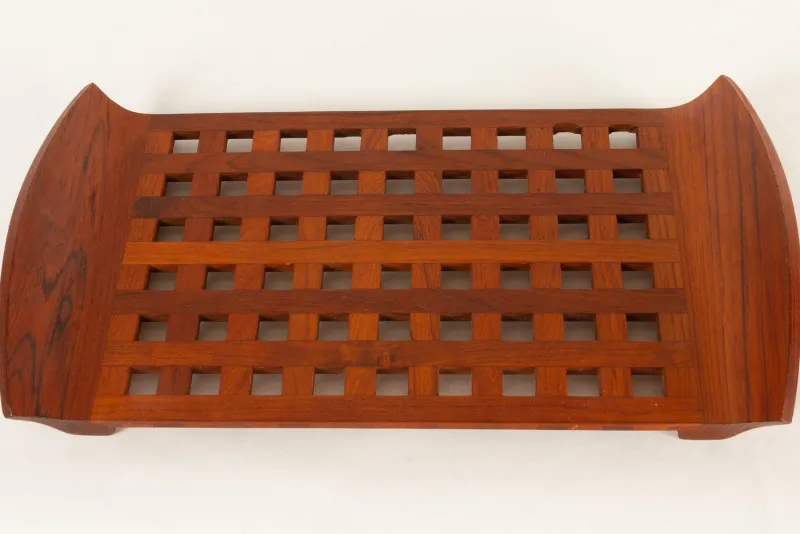 New Pamono Vintage Danish Teak and Glass Tray by Jens Quistgaard for IHQ Dansk Designs, 1960s