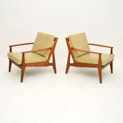 New Pamono Vintage Danish Teak and Leather Armchairs attributed to Arne Vodder, 1960s, Set of 2