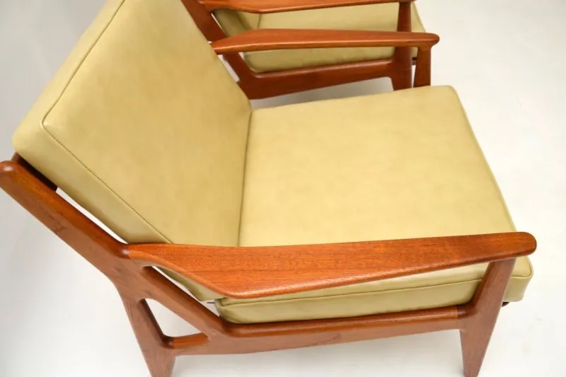 New Pamono Vintage Danish Teak and Leather Armchairs attributed to Arne Vodder, 1960s, Set of 2