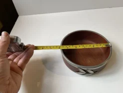 Best Pamono Vintage Danish Teak Bowl with Pewter Flowers, 1960s