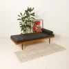 Pamono Vintage Danish Teak Daybed in Black Leather, 1960s> Daybeds & Chaises Lounges