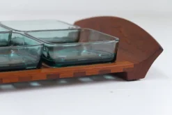 Clearance Pamono Vintage Danish Teak Tray with Glass Bowls from Jens Harald Quistgaard, 1960s, Set of 7