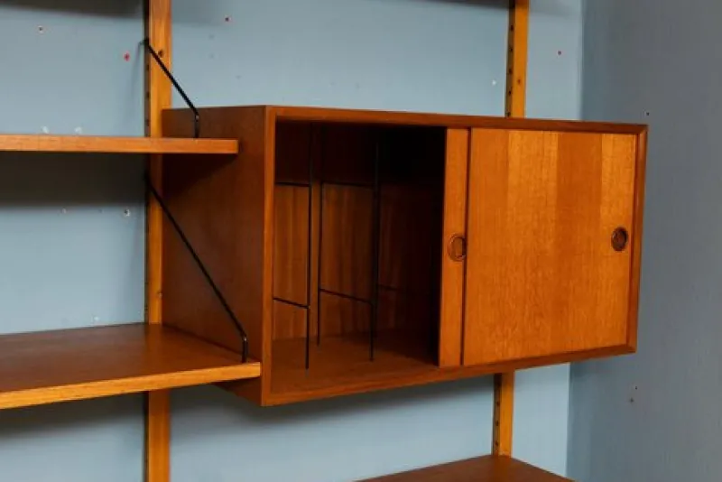 Pamono Vintage Danish Two-Bay Wall System Bookcase in Teak by Poul Cadovius> Shelves & Wall Units