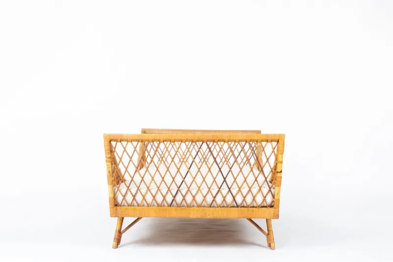 Clearance Pamono Vintage Daybed in Rattan, 1950